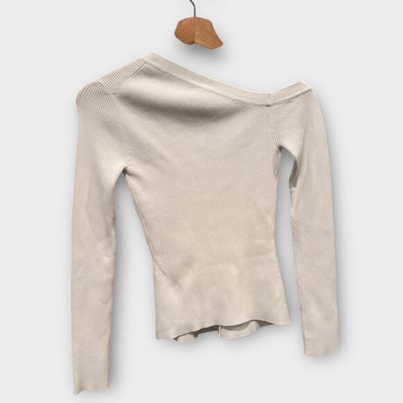 STAUD Craftsman One-Shoulder Rib Cardigan Size XS - Picture 5 of 10